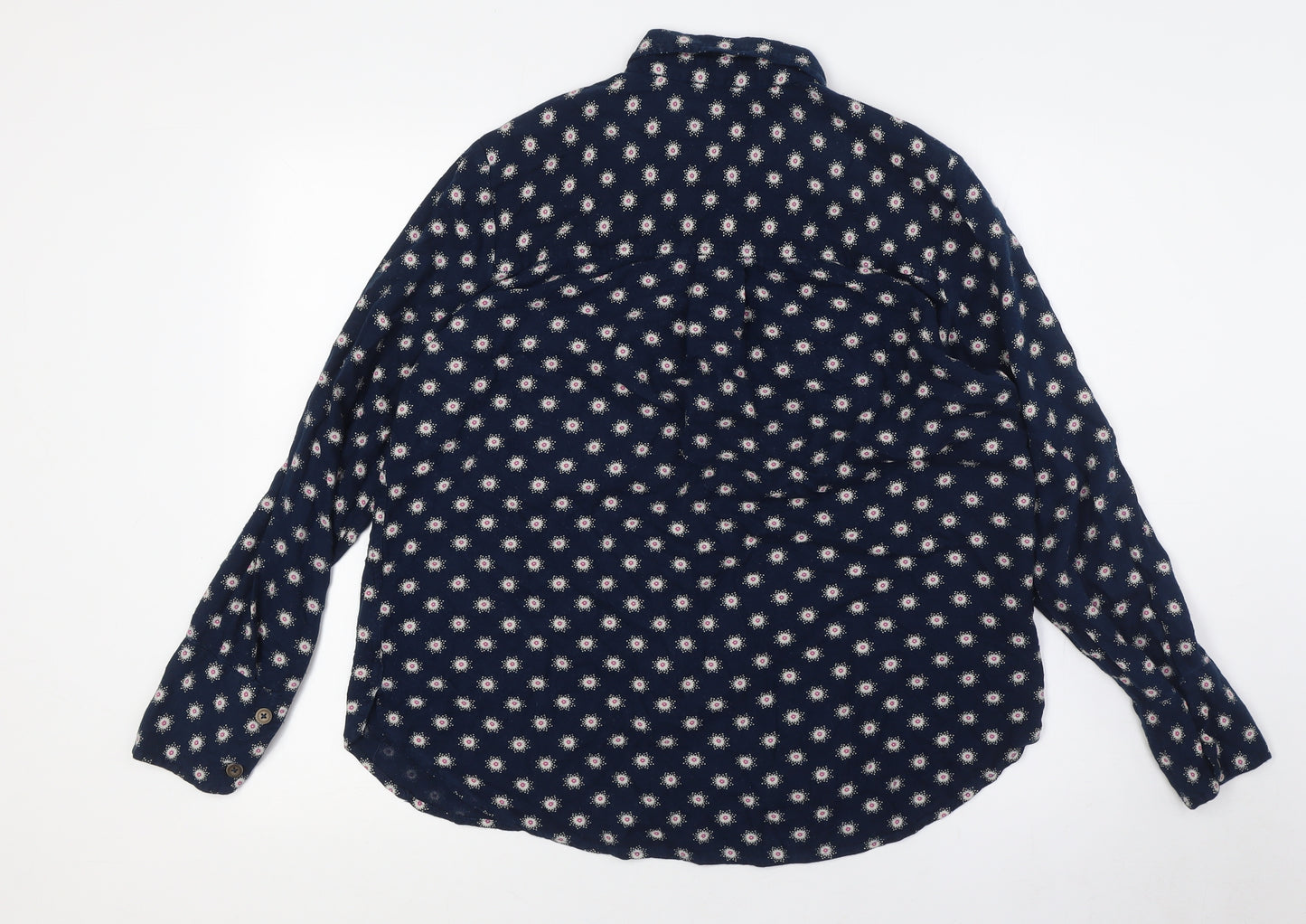 Marks and Spencer Womens Blue Viscose Basic Button-Up Size 10 Collared