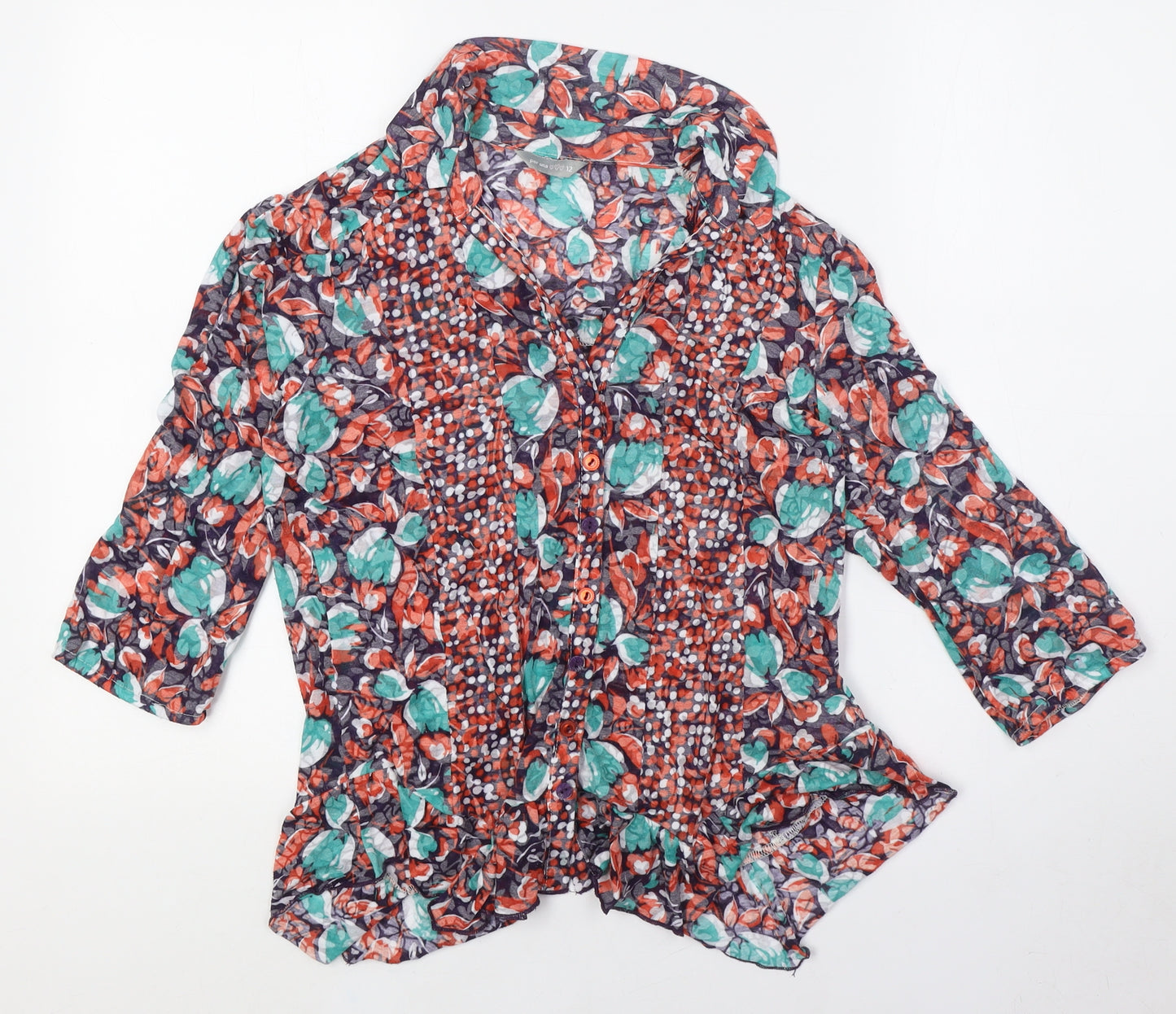 Per Una Womens Multicoloured Polyester Basic Button-Up Size 12 Collared