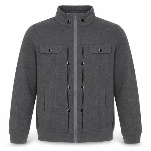Whatlee Mens Grey Crew Neck Cotton Full Zip Jumper Size M Long Sleeve