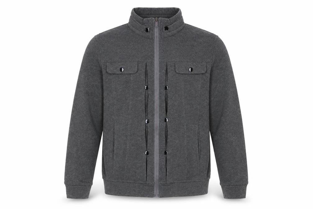 Whatlee Mens Grey Crew Neck Cotton Full Zip Jumper Size M Long Sleeve