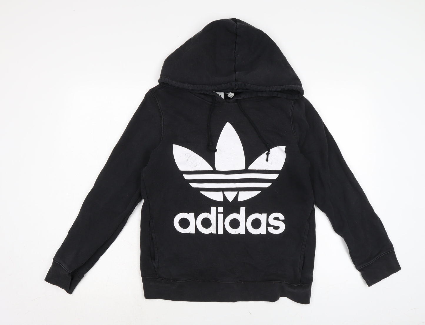 adidas Womens Black Cotton Pullover Hoodie Size 12