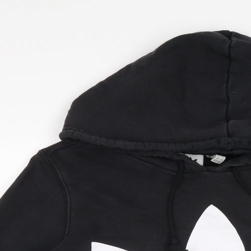 adidas Womens Black Cotton Pullover Hoodie Size 12