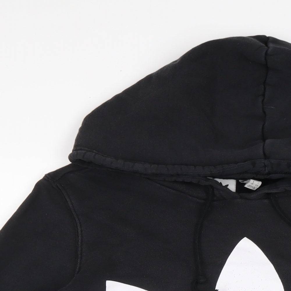 adidas Womens Black Cotton Pullover Hoodie Size 12