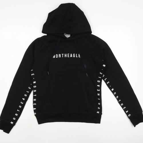 north eagle Womens Black Cotton Pullover Hoodie Size XS