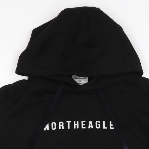 north eagle Womens Black Cotton Pullover Hoodie Size XS