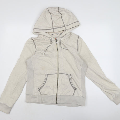 faithful & True Womens Ivory Cotton Full Zip Hoodie Size 12