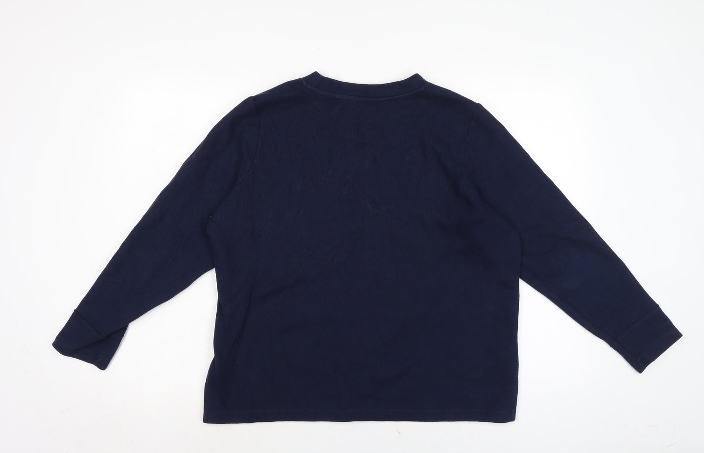 Marks and Spencer Womens Blue Crew Neck Cotton Pullover Jumper Size 16