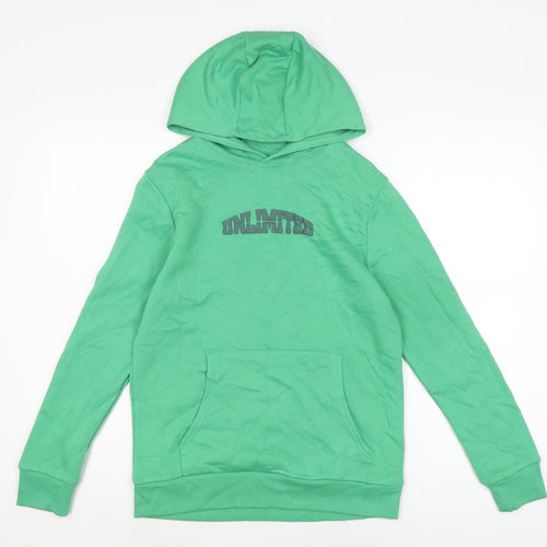 Marks and Spencer Boys Green Cotton Pullover Hoodie Size 12-13 Years