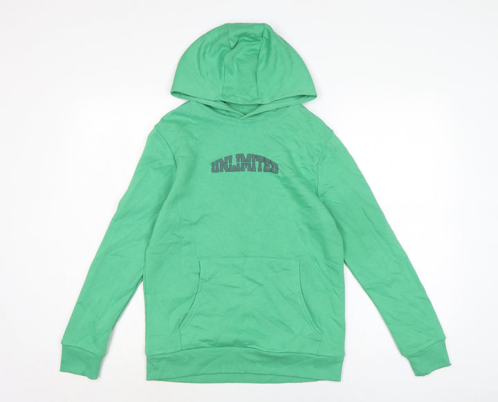 Marks and Spencer Boys Green Cotton Pullover Hoodie Size 12-13 Years