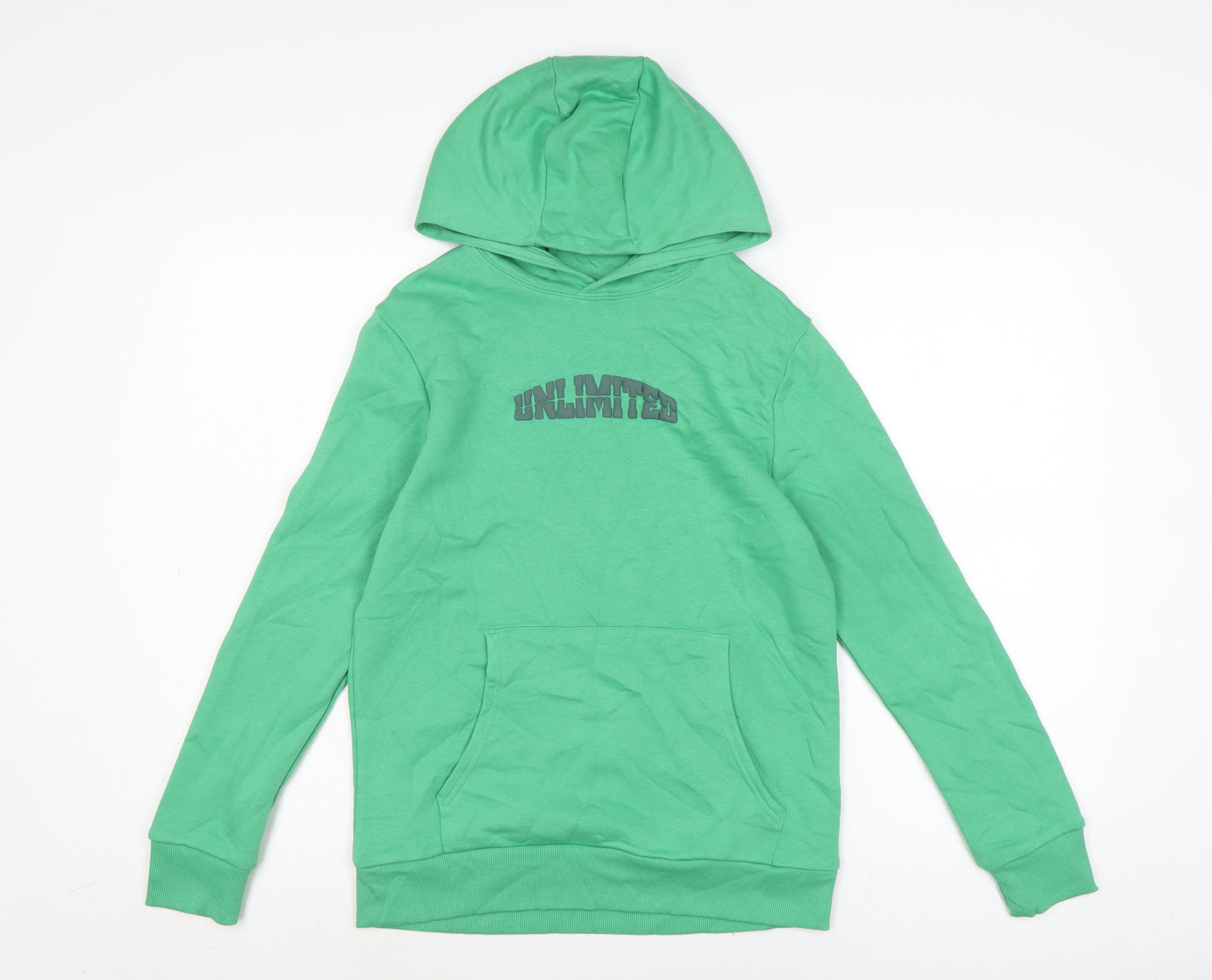 Marks and Spencer Boys Green Cotton Pullover Hoodie Size 12-13 Years