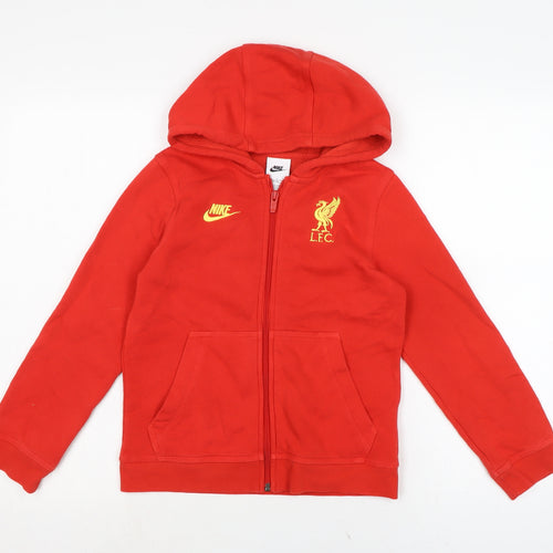 Nike Boys Red Cotton Full Zip Hoodie Size 8-9 Years - L.F.C