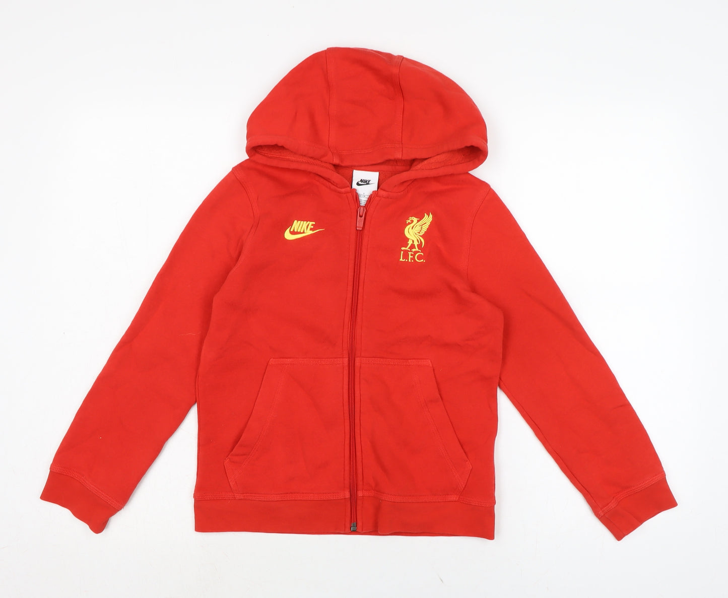 Nike Boys Red Cotton Full Zip Hoodie Size 8-9 Years - L.F.C