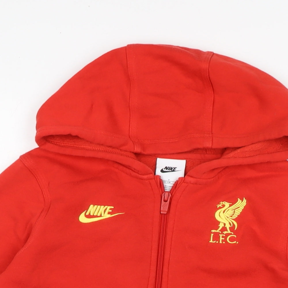 Nike Boys Red Cotton Full Zip Hoodie Size 8-9 Years - L.F.C