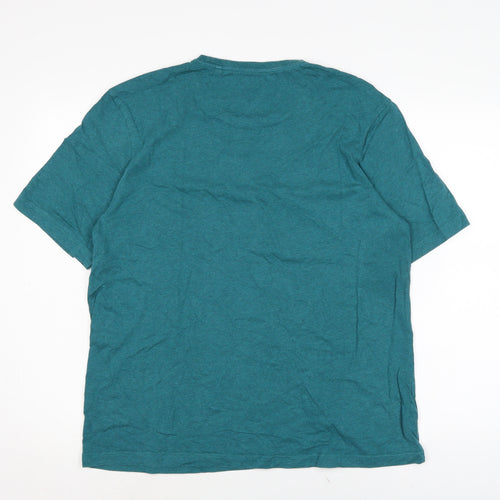 Marks and Spencer Mens Green Cotton T-Shirt Size LT Crew Neck