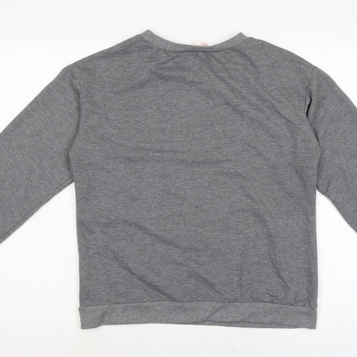 ROMWE Womens Grey Cotton Pullover Sweatshirt Size M