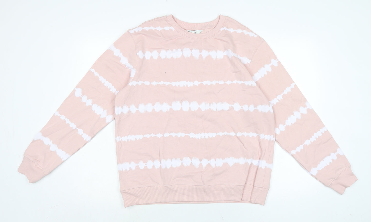 Marks and Spencer Womens Pink Cotton Pullover Sweatshirt Size M