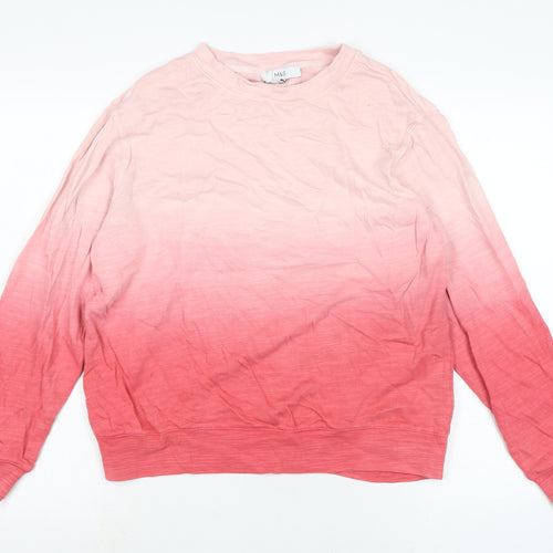 Marks and Spencer Womens Pink Crew Neck Cotton Pullover Jumper Size S