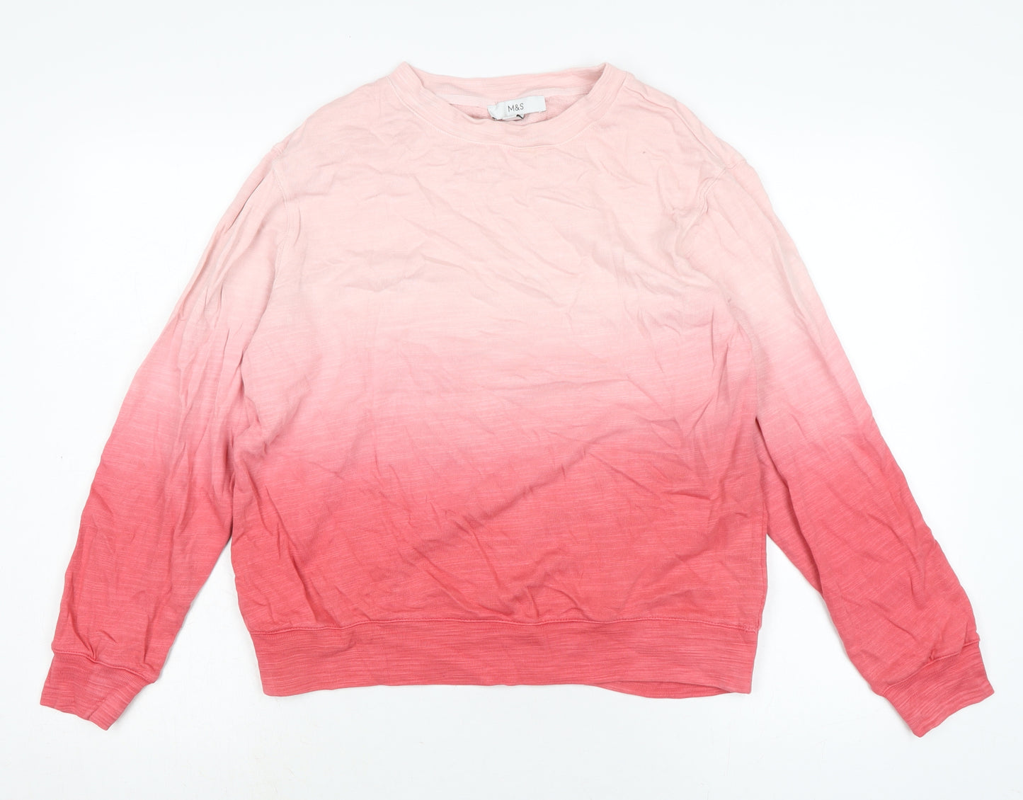 Marks and Spencer Womens Pink Crew Neck Cotton Pullover Jumper Size S