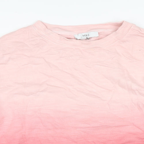 Marks and Spencer Womens Pink Crew Neck Cotton Pullover Jumper Size S