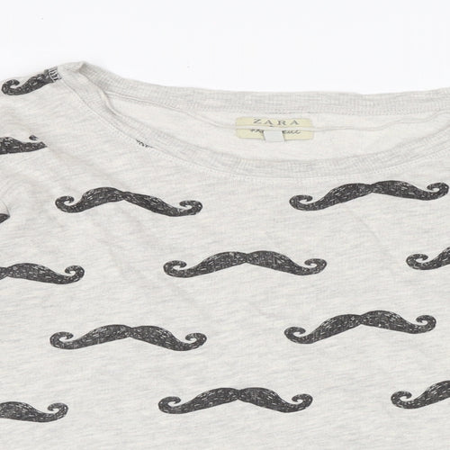 Zara Womens Grey Cotton Jersey T-Shirt Size M Boat Neck