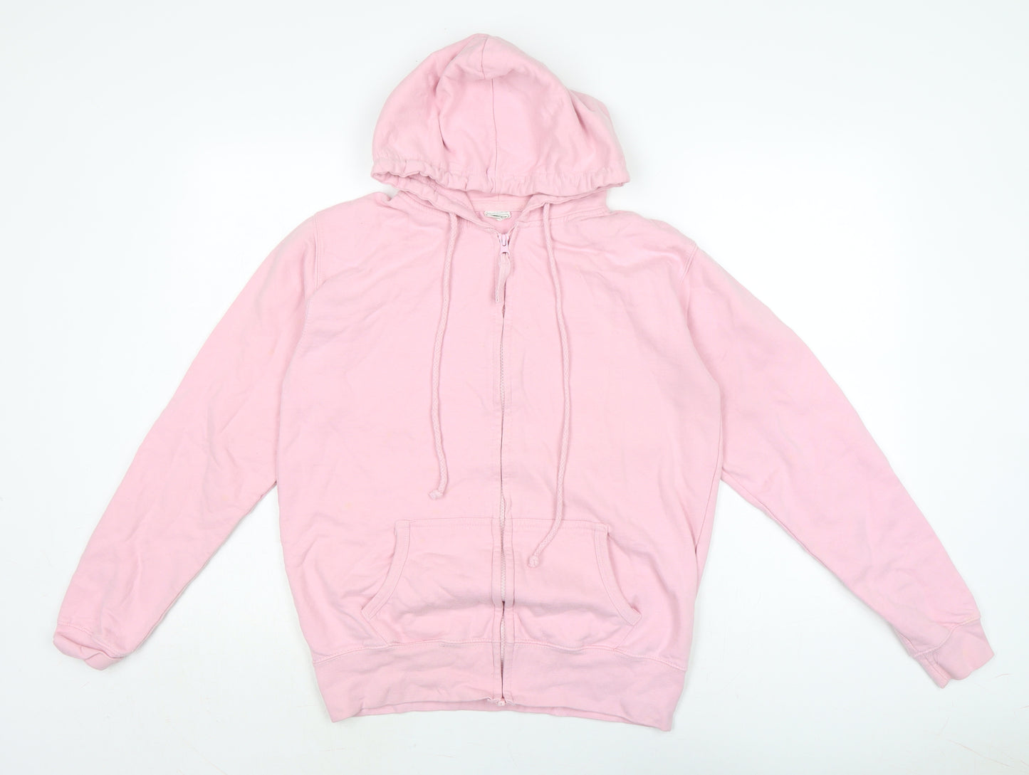 Just Hoods Womens Pink Houndstooth Cotton Full Zip Hoodie Size M