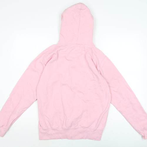 Just Hoods Womens Pink Houndstooth Cotton Full Zip Hoodie Size M