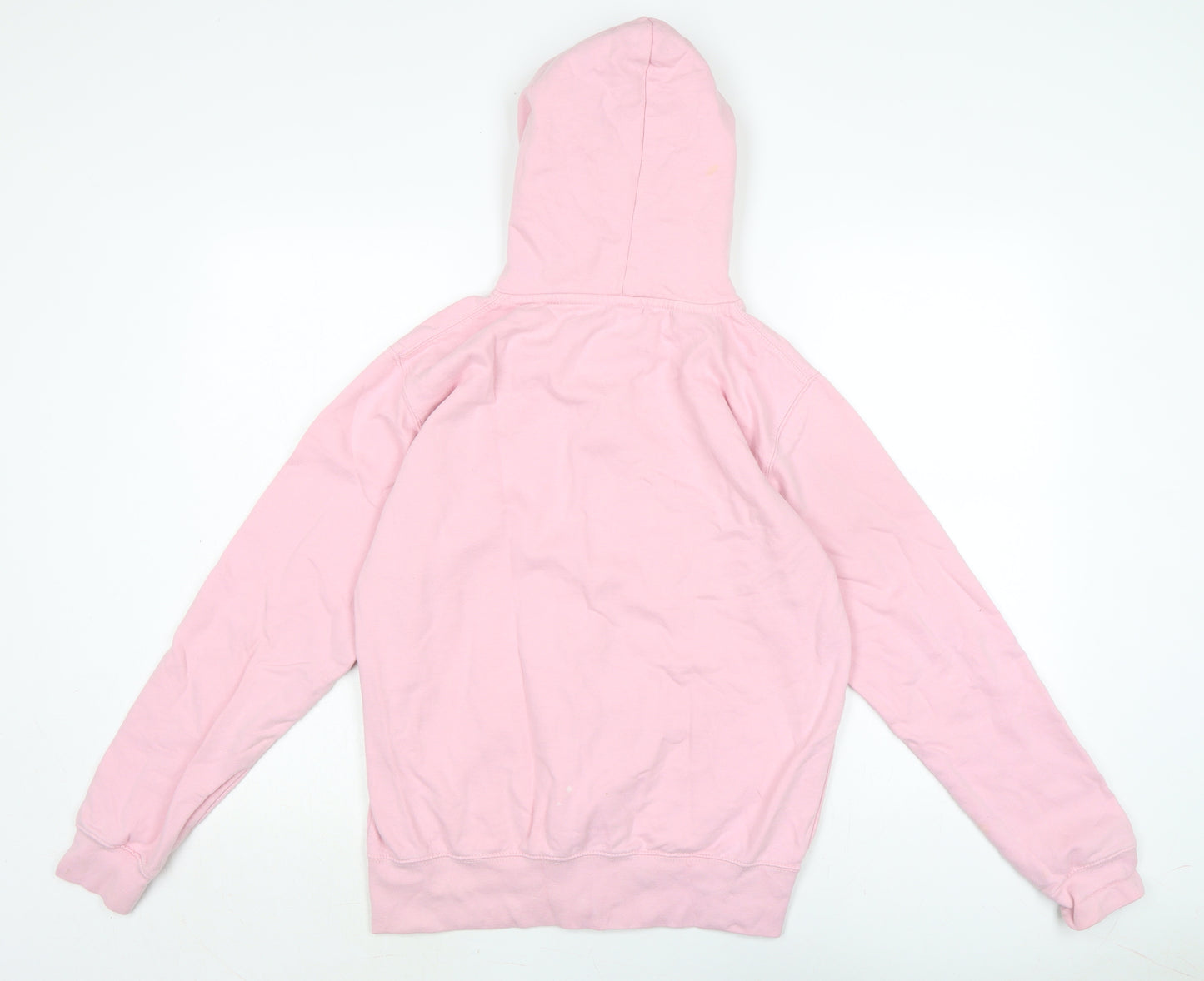 Just Hoods Womens Pink Houndstooth Cotton Full Zip Hoodie Size M