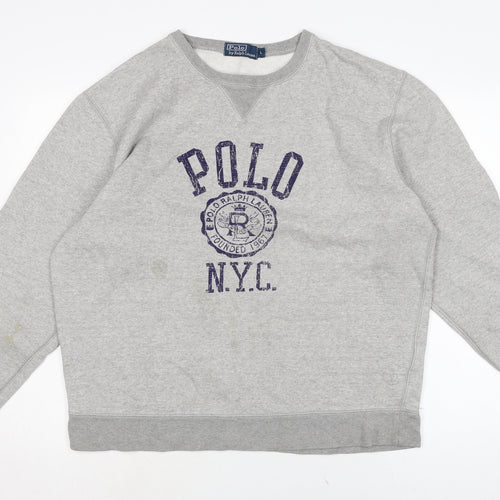 Polo Ralph Lauren Mens Grey Cotton Pullover Sweatshirt Size L