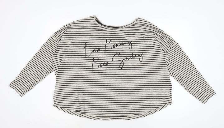 New Look Womens Grey Cotton Jersey T-Shirt Size L Crew Neck