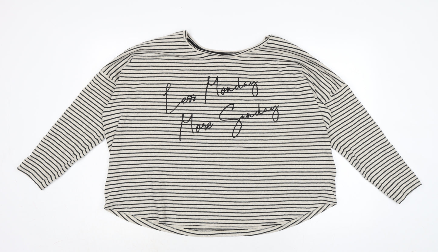New Look Womens Grey Cotton Jersey T-Shirt Size L Crew Neck