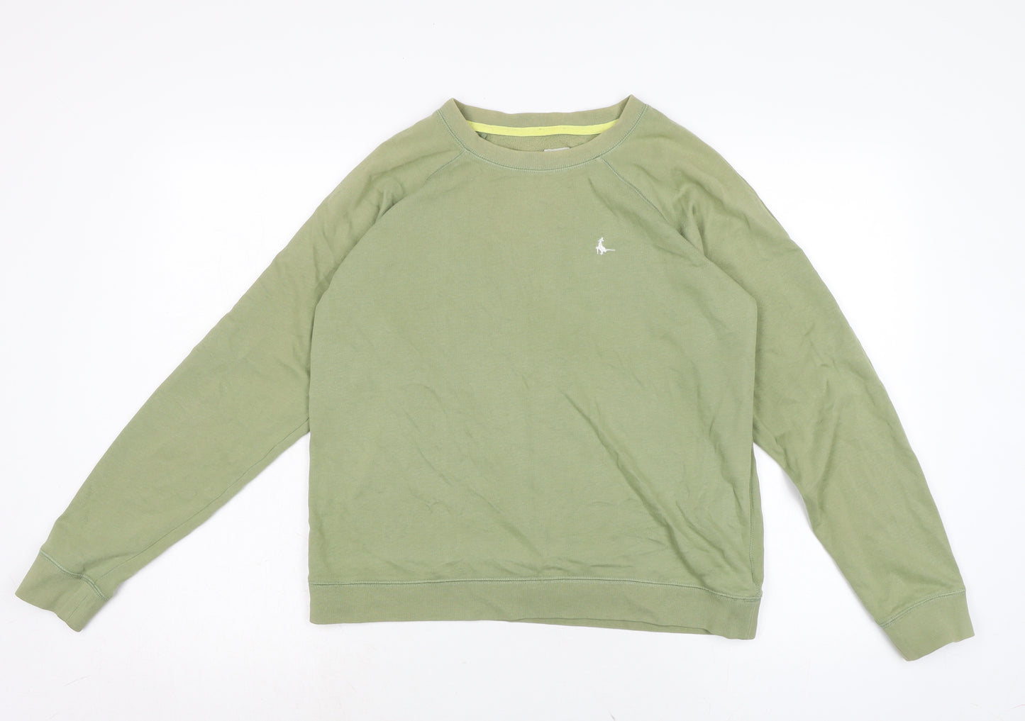 Jack Wills Womens Green Crew Neck Cotton Pullover Jumper Size 14