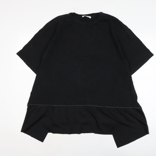 Zara Womens Black Cotton Basic T-Shirt Size L Crew Neck
