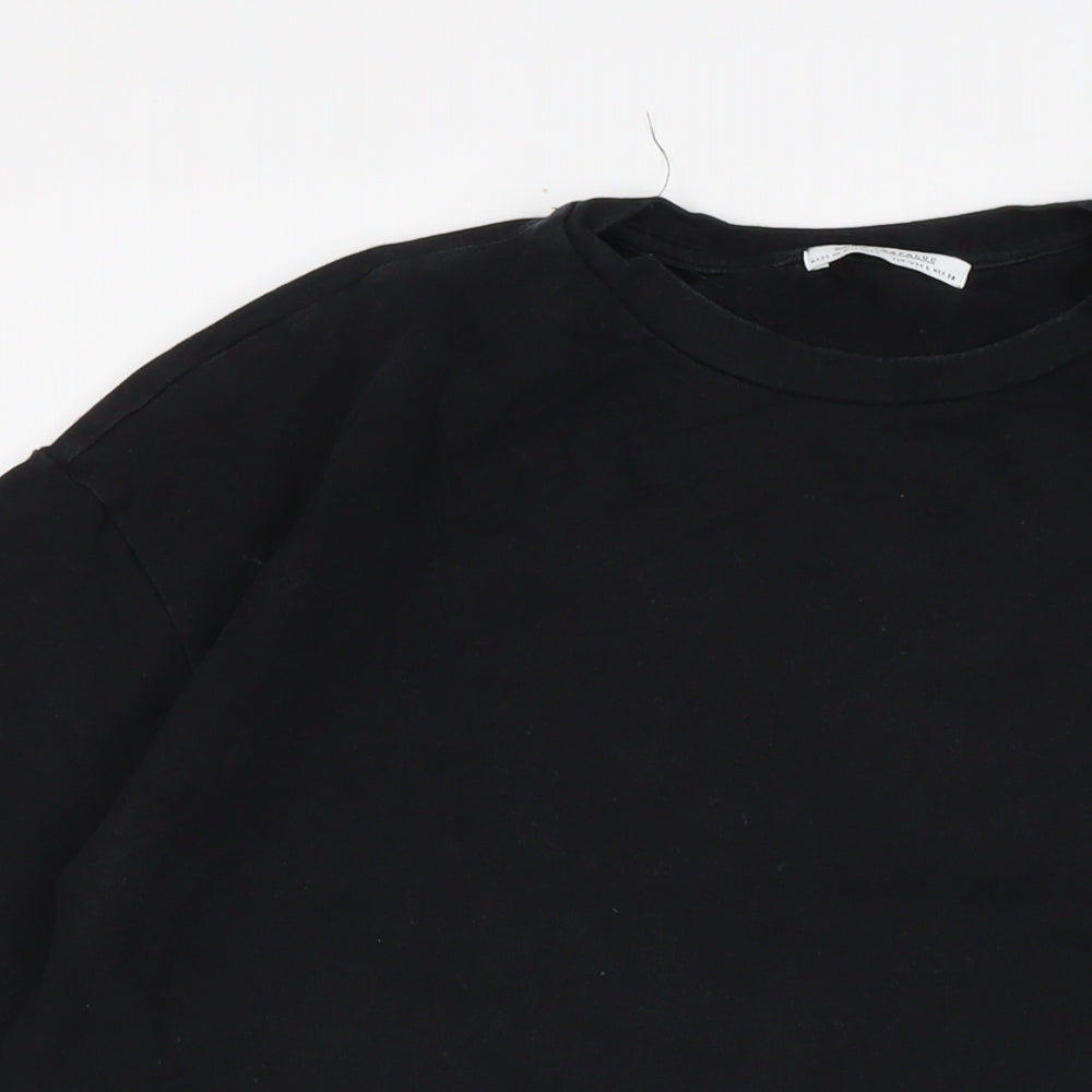 Zara Womens Black Cotton Basic T-Shirt Size L Crew Neck