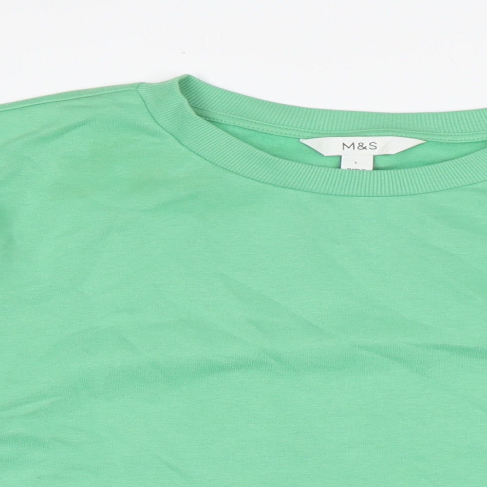 Marks and Spencer Womens Green Cotton Pullover Sweatshirt Size L