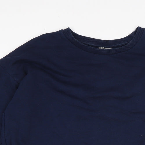 ASOS Womens Blue Cotton Jumper Dress Size 10 Crew Neck