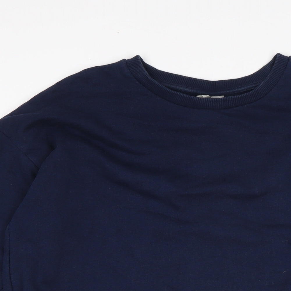 ASOS Womens Blue Cotton Jumper Dress Size 10 Crew Neck