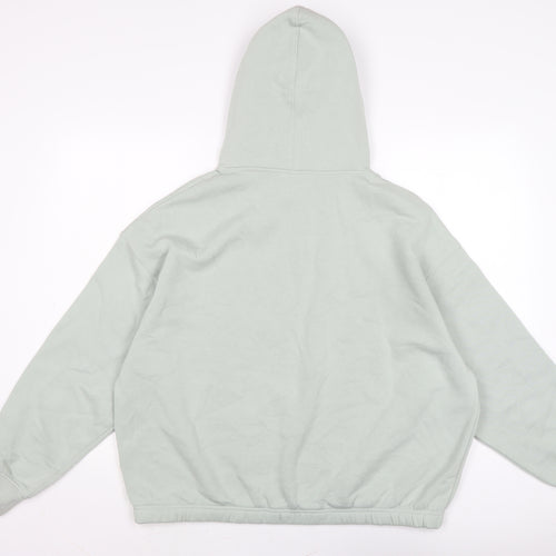 H&M Womens Green Cotton Pullover Hoodie Size M Drawstring