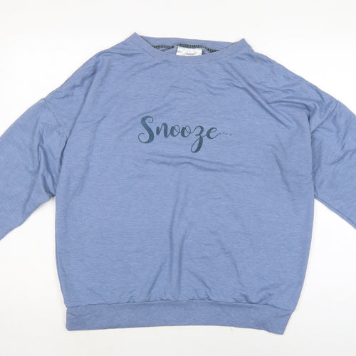 Avenue Womens Blue Cotton Jersey T-Shirt Size L Crew Neck