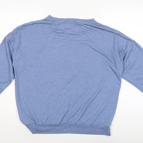 Avenue Womens Blue Cotton Jersey T-Shirt Size L Crew Neck