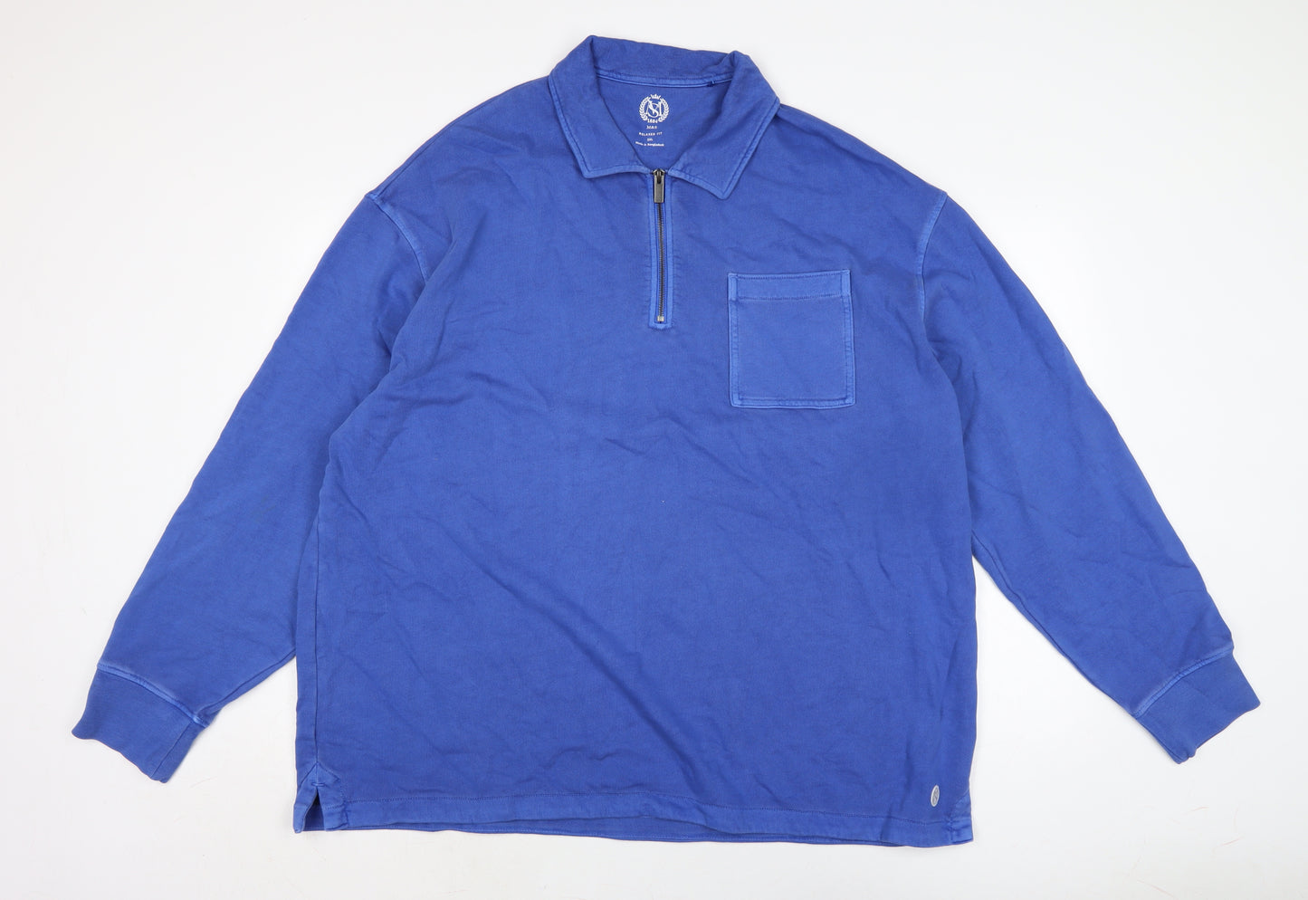 Marks and Spencer Mens Blue Cotton Pullover Sweatshirt Size 2XL