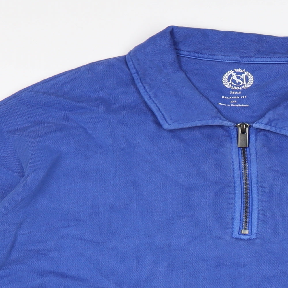 Marks and Spencer Mens Blue Cotton Pullover Sweatshirt Size 2XL