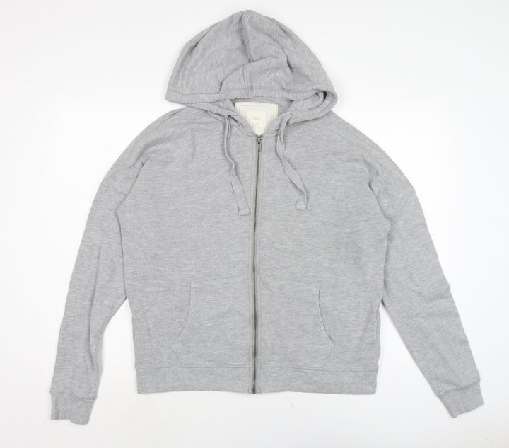 NEXT Womens Grey Houndstooth Cotton Full Zip Hoodie Size 12
