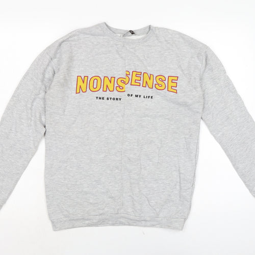 Zara Womens Grey Cotton Pullover Sweatshirt Size S