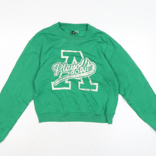 Divided Womens Green Cotton Pullover Sweatshirt Size M