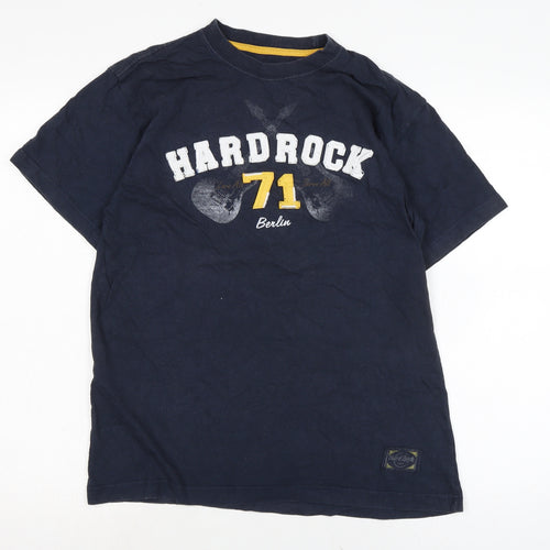 Hard Rock Cafe Mens Blue Cotton T-Shirt Size M Crew Neck