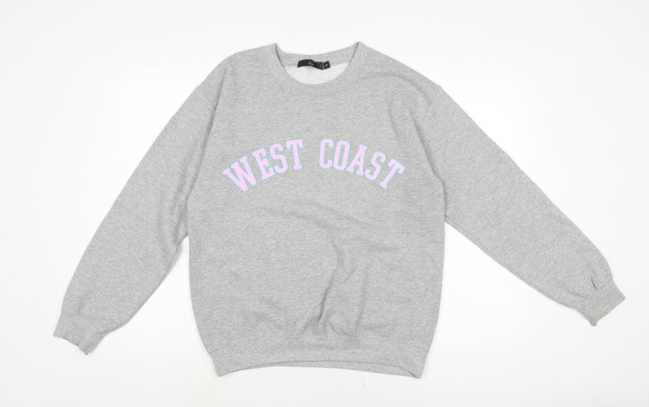 West Coast Womens Grey Cotton Pullover Sweatshirt Size S