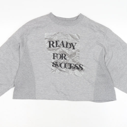 Zara Womens Grey Cotton Pullover Sweatshirt Size S