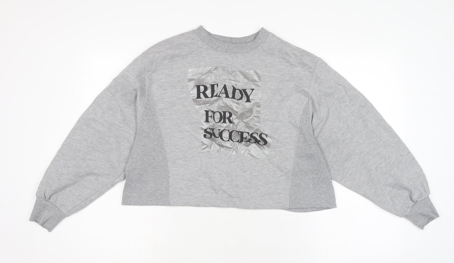 Zara Womens Grey Cotton Pullover Sweatshirt Size S