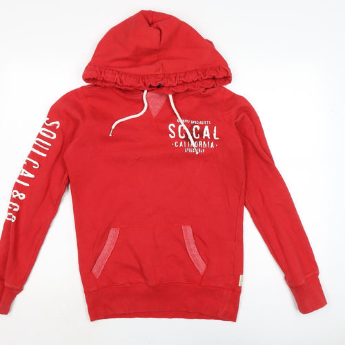 Soulcare & Co Womens Red Cotton Pullover Hoodie Size 8