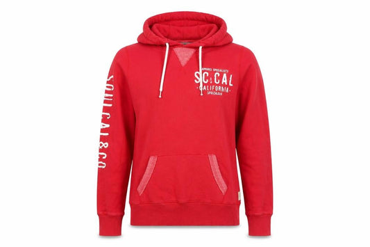 Front view of SoulCal women’s red cotton pullover hoodie, size UK 8